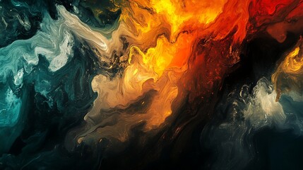 Abstract artistic display of flowing colors and vibrant paint swirls