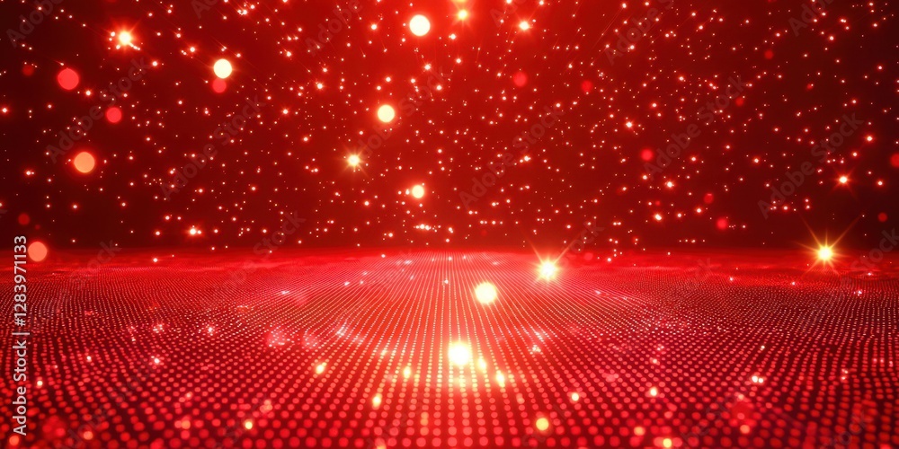 Poster red background with many red dots