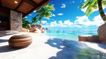 Obraz premium Tropical Paradise with Stunning Ocean View,holiday summer 2025 concept