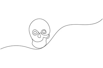 Human skull continuous one line drawing and and minimalist style isolate outline vector illustration