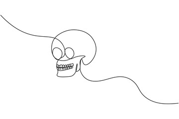 Obraz premium Human skull continuous one line drawing and and minimalist style isolate outline vector illustration
