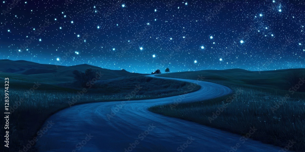 Canvas Prints road with a curve and a hill in the background
