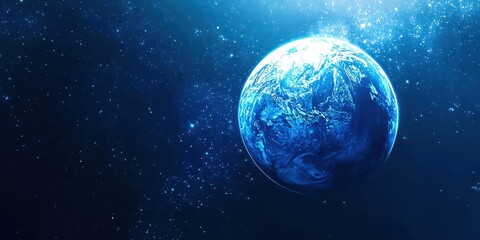 Fototapeta premium Blue planet in space with a lot of stars