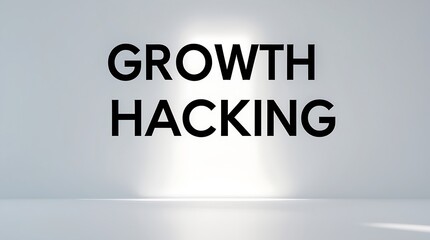 bold text displays the term growth hacking against a minimalistic background.