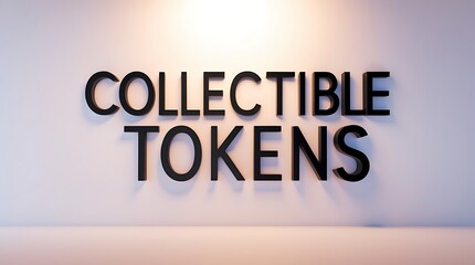 Collectible tokens displayed on a wall in a modern setting with a simple design