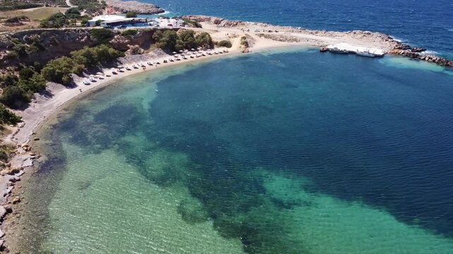 Spectacular aerial drone footage of Kos Island, Greece, featuring breathtaking views of Kefalos, Daidalos, Magic Beach, Exotic Beach, and Robinson Beach. Crystal-clear turquoise waters, dramatic cliff