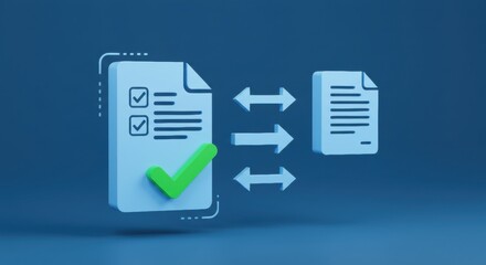 Data exchange and document processing concept illustrated in 3D style