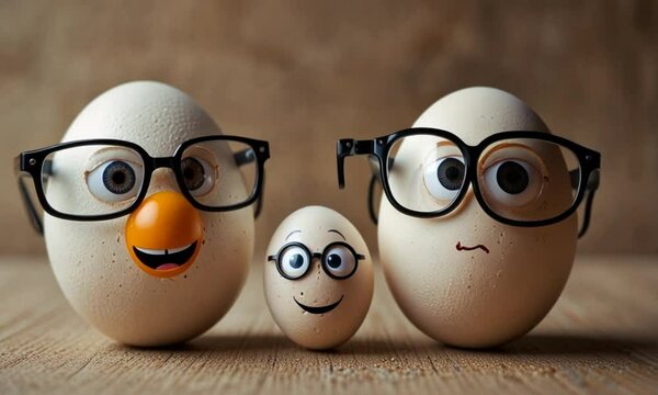 Funny eggs in a cup
