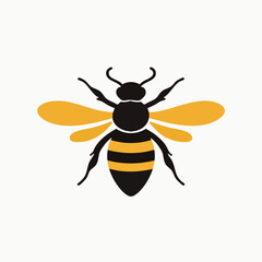 Stylized Bee Illustration with Yellow Stripes and Wings