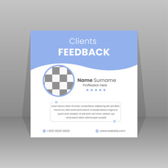 Client feedback testimonial social media post. Social media banner template.
