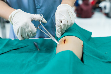 Nursing Students Practicing Surgical Suturing.