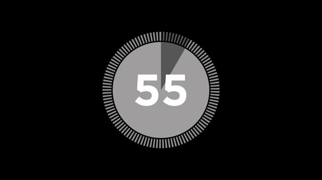 60 seconds countdown timer Animation Isolated on Black Background