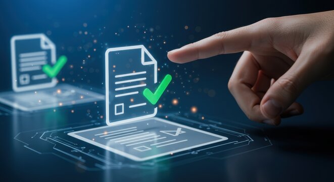 Digital Document Approval with Electronic Signature and Green Check Mark