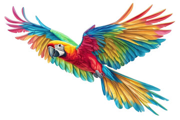 Obraz premium A Colorful Parrot Soars Through the Air, A Vision of Nature's Beauty