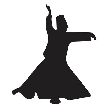 black silhouette whirling dervish clip art preview