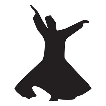 black silhouette whirling dervish clip art preview