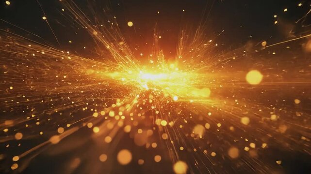 Cosmic Burst of Energy: A stunning depiction of raw energy erupting, with a central radiant source spewing out glowing particles and streams of light, evoking a sense of vastness.