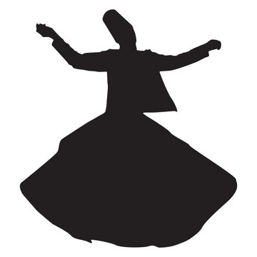 black whirling dervish silhouette clip art preview