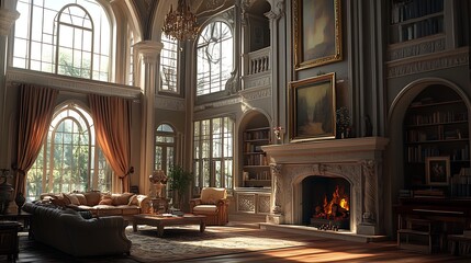 Fototapeta premium An eclectic stylish home with contemporary art and furniture image