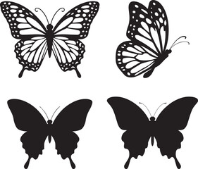 Obraz premium Graceful Butterfly Silhouettes Vector Set