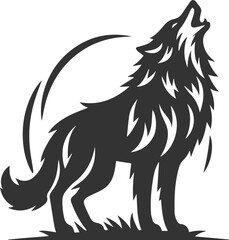 A fierce wolf howling with an aggressive stance vector animal silhouette