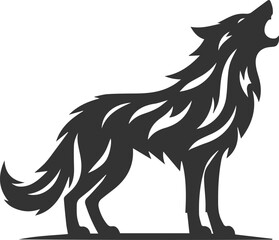 A fierce wolf howling with an aggressive stance vector animal silhouette