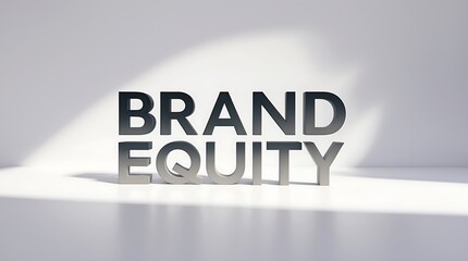 Text highlighting the concept of brand equity on a minimalistic surface with light shadows