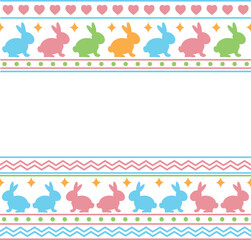 Cute hand drawn easter bunnies horizontal seamless pattern, easter doodle background, great for textiles, banners, wallpapers, wrapping - vector design