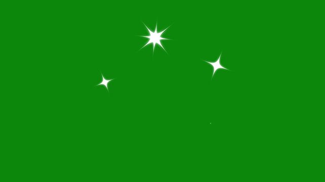 Star twinkling. sparkling stars Shine animation. Twinkling star motion graphics with green screen background. 4k animation