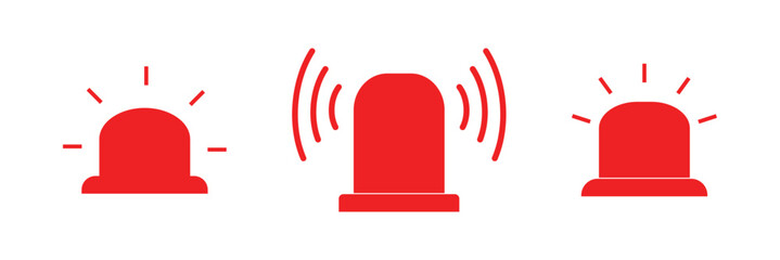 Alarm siren vector icon set. Emergency siren ambulance or police, outline symbol illustration on white background.