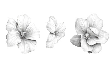 White Flowers with Transparent Petals, Delicate Blooms in Black and White, Close-Up Detail, Nature's Beauty