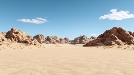 Fototapeta premium Desert landscape under a clear sky. Wide open space. Possible use Background image for travel brochure