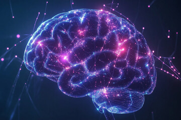 human brain in the dark background