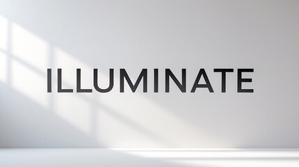 Lighting effects create a stunning focus on the word illuminate on a bare wall