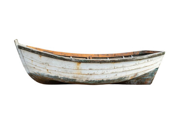 Old Wooden Boat Hull with White Paint and a Black Background, a Transparent Object in the Light