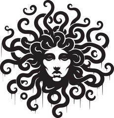 Sketch of graffiti or tattoo Head of Medusa Gorgon, a character from ancient Greek legends
