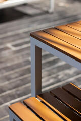 Wood furniture under beautiful shadow
