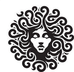 Sketch of graffiti or tattoo Head of Medusa Gorgon, a character from ancient Greek legends
