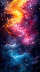 Obraz premium Chaotic Neon Fractal Patterns with Liquid Motion and Glowing Digital Brushstrokes in Abstract Design 