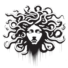 Sketch of graffiti or tattoo Head of Medusa Gorgon, a character from ancient Greek legends