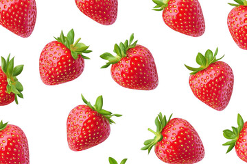Floating Red Strawberries on Black Background, Transparent Objects Pattern