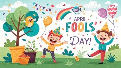 Obraz premium April Fools' Day, illustration Art, April Fools' Day Poster, Design, April Fools' Day Banner, Happy, 
