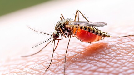 mosquito in mid-bite