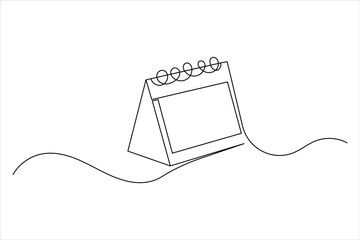 Obraz premium Table calendar one line drawing and isolated continuous outline vector illustration