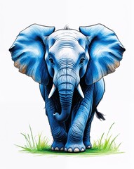 elephant child like drawing on a white background crayon art whimsical youthful hand drawn cartoon