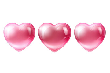 Three Pink Hearts Floating in the Air - A Transparent Object