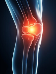 medical model of human knee inflammation arthritis