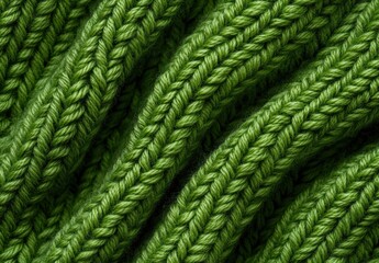 Close-Up of Textured Knitted Fabric in Vibrant Green Color