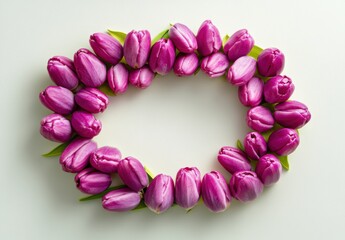 Obraz premium Pink Tulips in a Circular Arrangement on a White Background