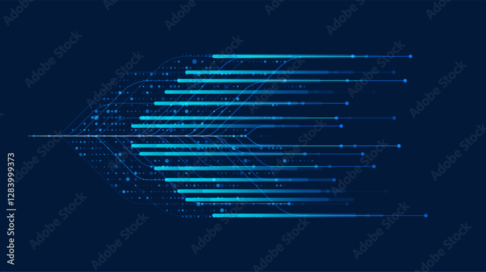 Poster big data visualization. social network, financial analysis of complex databases. data mining. vector